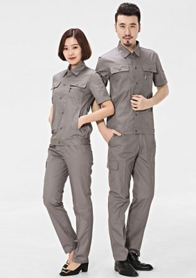 卡其色短袖工衣定做價(jià)格款式圖