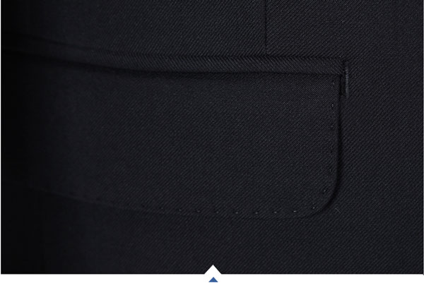 兩粒扣修身版正裝定做西服插袋細節(jié)特寫圖