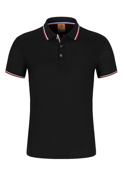 200克間色領(lǐng)黑色短袖POLO衫工作服展示圖